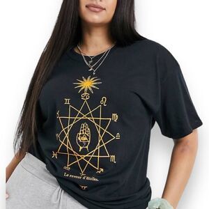 DAISY STREET Star Dreamer T-Shirt in Black Size Small NWT